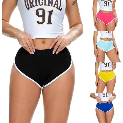 Women Contrast Color Swimming Shorts Slim Fit High Waist Short Pants Summer Elastic Waistline Swimwear