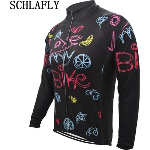 Love my bike women cycling jersery long sleeve bike winter fleece wool & no fleece bicycle clothing schlafly autumn