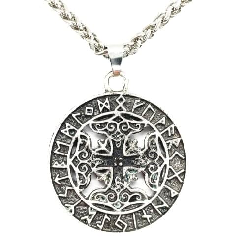 Odin Symbol Rune Amulet Viking Thors Hammer Pendant Necklace for Men Women