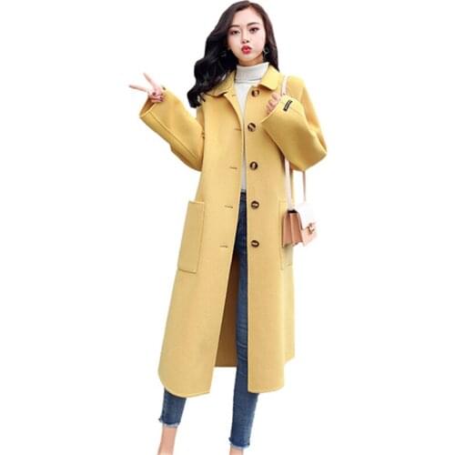 Fashion New Autumn 2020 Long Woolen Coat Women Winter wool coat Korean Plus size Wool Jacket Overcoat Women Loose Ladies coats