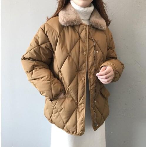 Winter Jacket Coat Women Streetwear Korean Style Padded Warm Rabbit Fur Parkas Womens Clothing 2020 Ropa Mujer Invierno
