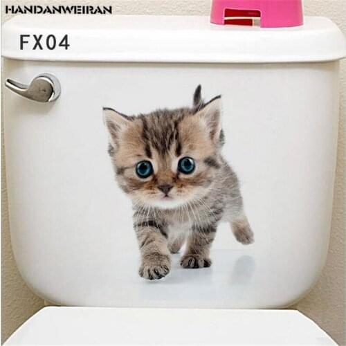 1PCS Cats 3D Toilet Wall Stickers Hole View Vivid Bathroom Home Decoration Animal Decals Art Poster 20*30CM