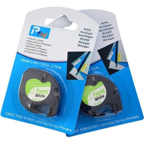10pcs 1/2" W X 13' L white DYMO LT 91200 Letratag label tape DYMO label printer