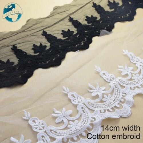 10yards 14cm Cotton embroid lace sewing ribbon guipure lace african lace fabric trim warp knitting DIY Garment Accessories#2876