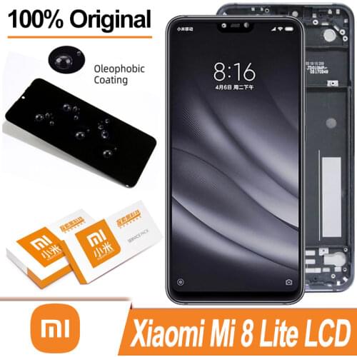 100% Original 6.26" IPS Display with frame for XiaoMi Mi 8 Lite mi8 lite LCD Touch Screen Digitizer Assembly Repair Parts