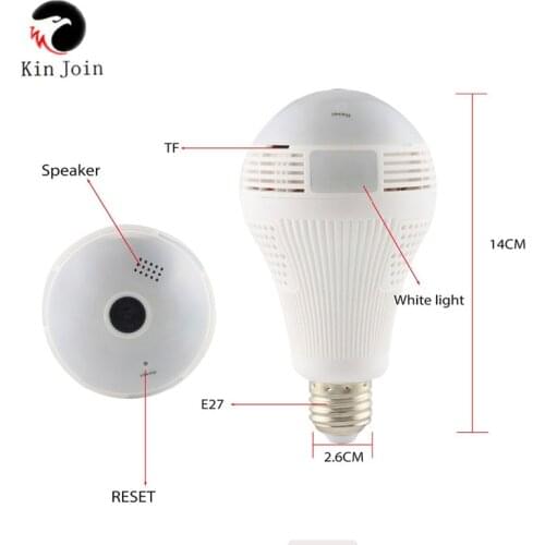 1080P Full HD 2mp 360 Degree Fisheye Lens Wi-Fi Wireless LED Light IP P2P E27 Ball VR Panorama Security Camera Ip Monitoring