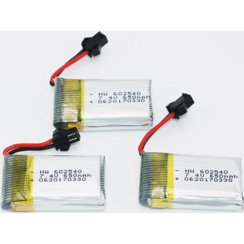 3pcs/lot Rc lipo Battery 7.4V 650mAh Battery for H8C DFD F183 F182 RC Quadcopter