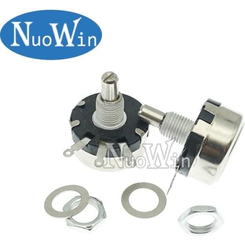 5pcs WX110 (010) 6mm Round Metal Shaft Single Turn Wire resistor Wound Potentiometer 1K 2.2K 3.3K 4.7K 5.6K 6.8K 10K 22K ohm