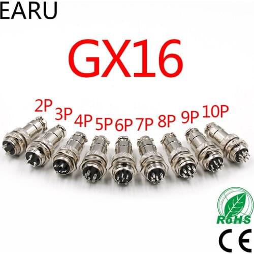 Free Shipping 1set 5/8" GX16-2/3/4/5/6/7/8/9/10 Pin Male Female 16mm Wire M16 GX16 Circular Aviation Connector Socket Plug Metal