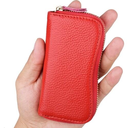 Soft Genuine Leather Key Case Bag Cover Women Men Multifunction Keychain Housekeeper Purse Fashion Zipper Car Key Holder Wallet
