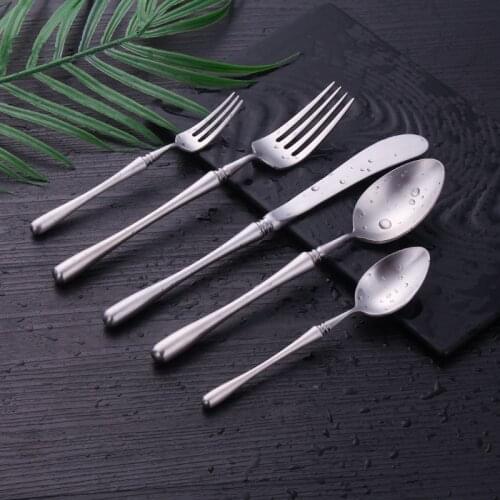 Household full set of small waist 304 stainless steel knife fork spoon tea fork Western tableware five piece set