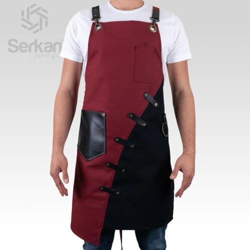 Men Unisex Apron Bib Chef Kitchen Apron Barista Apron Bartender Coffee Restaurant Cooking Apron with Pockets