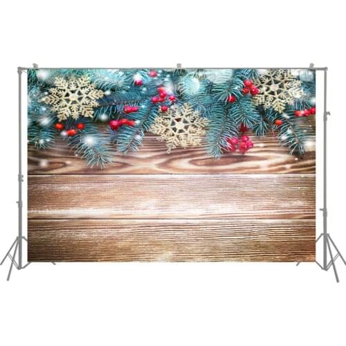 Snowy Christmas Backgroundl Ights Wood Background Rustic 3D Photography Backdrop Wallpaper Kids Family Photo Studio Booth Props