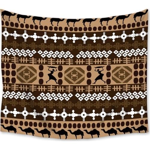 African Culture Tapestry Wall Hanging Polyester Home Bedroom Decor White Cartoon Bedspread Beach Mat Blanket Yoga Mat Tapestries
