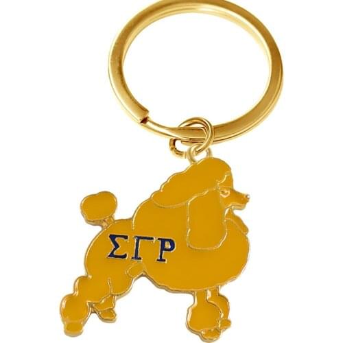 Hot gold greek society SIGMA GAMMA RHO symbol jewelry keychain enamel metal poodle pendant key chain