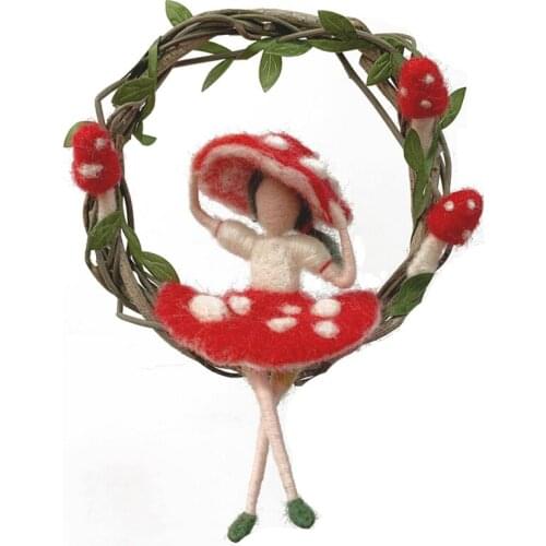 Needle Felting Kits for Beginner Elves with Swing, Gift for Mom, Felting Mat, Felting Needles, Video Manual, Height 10cm (A)