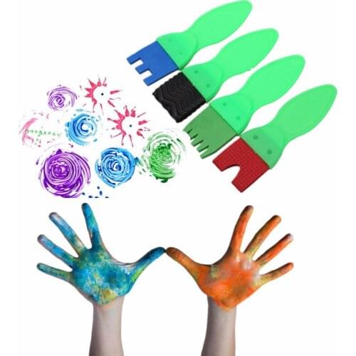 4Pcs/Set Childrens Painting DIY Graffiti Sponge Brush Woody And Plastic Painting Tool Drawing Toys 3-6 Years Old