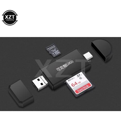 USB 2.0 A Micro USB Combo to 2 Slot TF SD Card Reader 3 in1 OTG Type-C Card Reader for Smartphone for PC