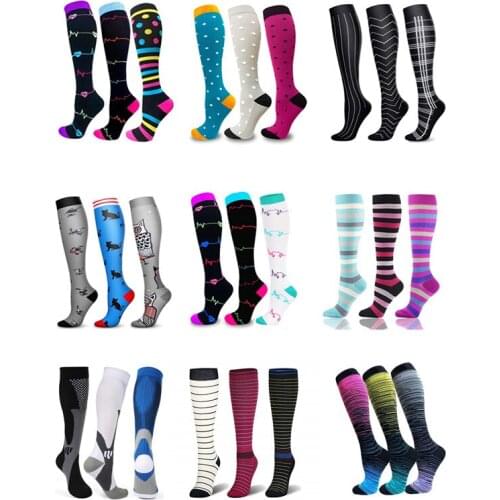 Unisex Compression Stockings Soccer Cycling Socks Fit Edema Diabetes Varicose Veins Outdoor Running Socks (1/2/3/6/7/8 Pairs)