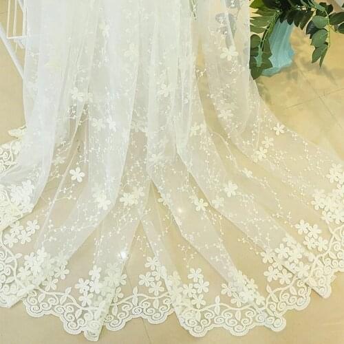 Korean White Gypsophila Lace Embroidery Sheer Curtains For the Living Room Organza Floral Delicat Window Tulle Bedroom WP058-30
