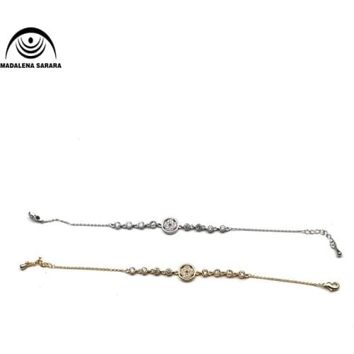 MADALENA SARARA Fashion Simple AAAA Cubic Zirconia Inlaid Charm Link Bracelet Two Colors Options