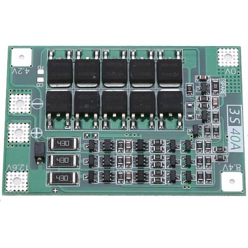 Mayitr 1pc 3S 11.1V 12.6V 40A 18650 Li-ion Lithium Battery BMS Protection Board Balanced Version for Integrated Circuits