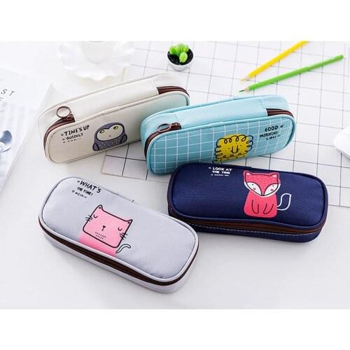 Cute Cartoon Pencil Case Large Capacity Pencil Bag Stationery Pen Organizer Pouch with Zip for Kid Boy Girl School Office Supply