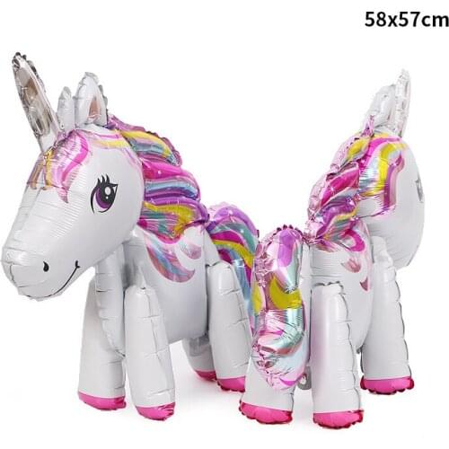 Cartoon 3D Unicorn Balloon Three-dimensional Unicorn Childrens Toy Birthday Party Decoration Aluminum Foil Balloon Wholesale