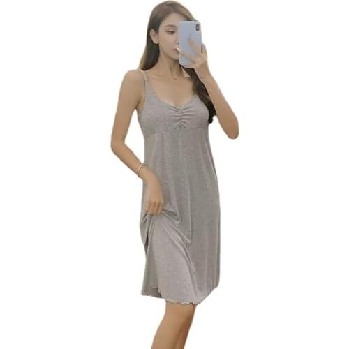 2021Spring and Summer New Modal Womens Nightdress Suspenders Cute Sexy Nightwear Home Service Sexy Sleepwear Women Sleep Tops