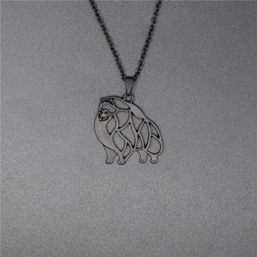 New Trendy Hollow Pomeranian Necklace Fashion Pomeranian Pendant Necklace Women Pomeranian Jewellery Geometric Jewelery
