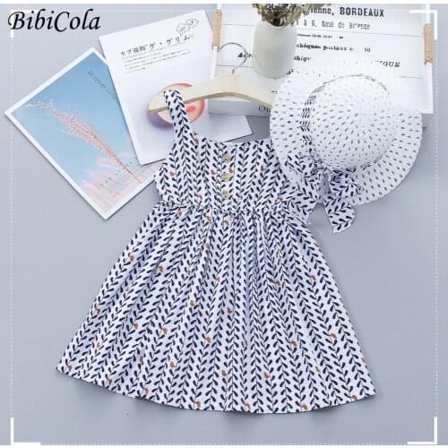 Girls Dresses 2021 Summer Teenagers Dot Sling Princess Cake Elegant Children Kids Clothes Girl Dress 2 4 6 Years Send hat