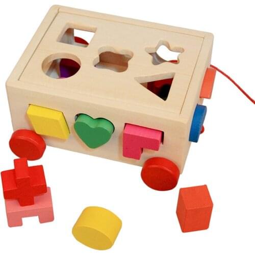 Shape Matching Toys For Early Education Childrens Intelligence Box Wooden Drag Toy Childrens Educational Toys