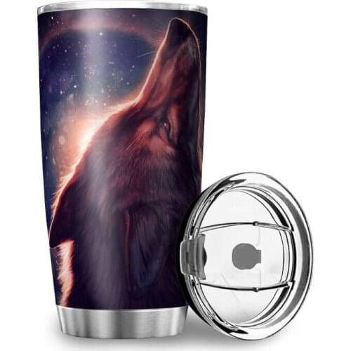 Personalization Thermal Cup with Lid Water Mug Galaxy Wolf Tumbler Stainless Steel Bottle Portable Custom Car Cup Coffee Cup