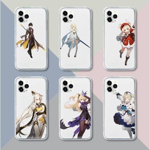 Anime Genshin Impact Phone Case Transparent For iPhone 12 11 pro mini XS XR X max 5 6 s 7 8 plus Soft TPU Clear Mobile bags