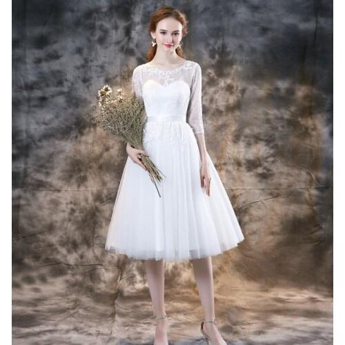 Garden Style 2020 Summer Short Wedding Dresses Soft tulle with Lace Bridal Gowns Zipper Back