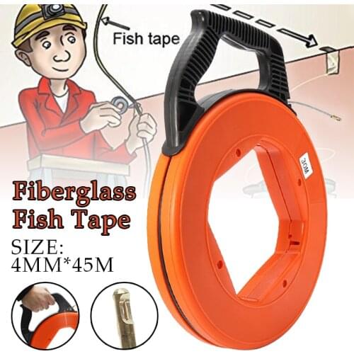 Fiberglass Cable Puller Diameter 4.0mm 30/45 Meter Flexible Glider Swivel Fish Tape Portable Reel Conduit Duct Wire Pulling Tool