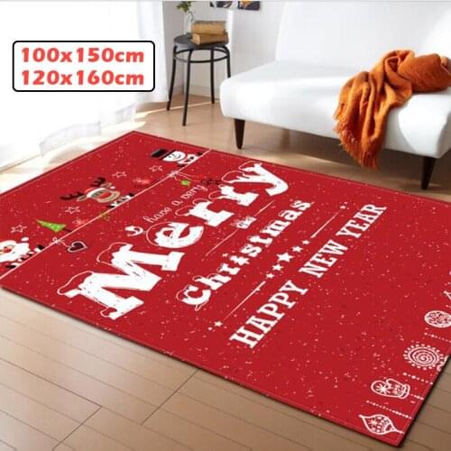 WUJIE 6 Styles 3D Printing Non-Slip Merry "Christmas" Pattern Area Rug for Living room Santa Claus Soft Doormat Home Decor