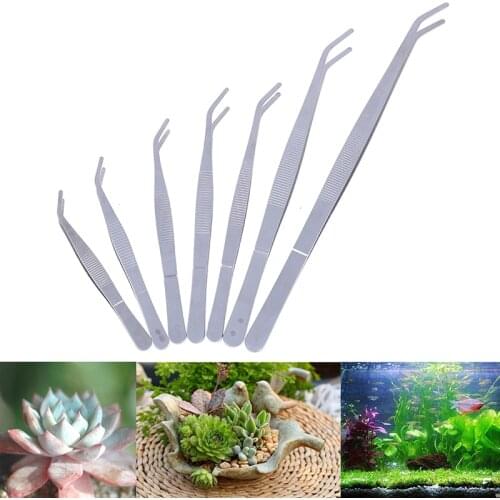 1PC Hot New Stainless Steel Elbow Tweezers Aquarium Clear Clip Tool Medical Repair Tools 12.5cm/14cm/16cm/18cm/20cm/25cm/30cm