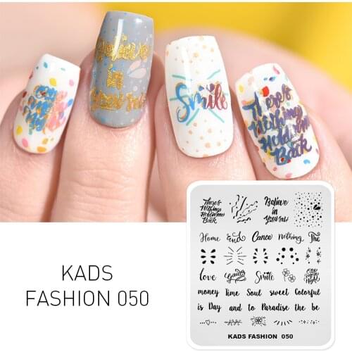 1pc Nail Art Stamping Plate Simple Words Pattern Nail Stamp Image Template Fashion Design Nail DIY Print Tool for Nail Polish