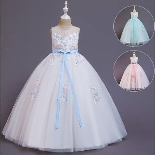 2020 Summer Girls Dress Flower Girl Wedding Dress Kids Birthday Party Princess Dress for Girls Long Ball Gown Children Clothing