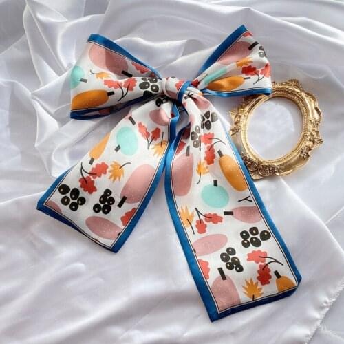 2021 Fashion Floral Print Silk Scarf Women Thin Neck Long Scarves Office Lady Shawl Bandanas Female Bag Hair Scarfs echarpe