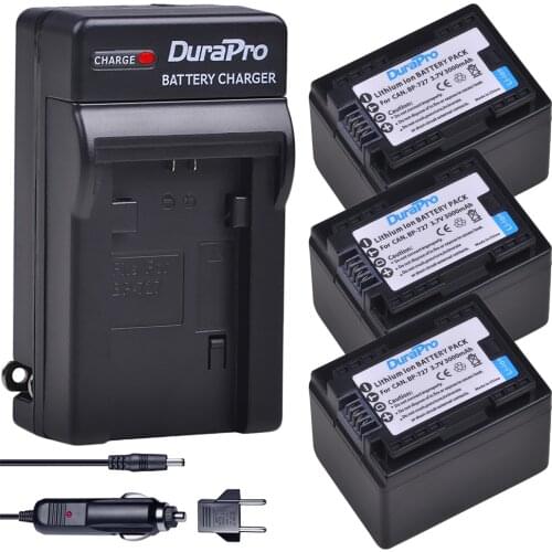 3x 3000mAH BP-727 BP 727 Camera Battery + Car Charger for Canon BP-709,BP-718,BP-727,CG-700,VIXIA HF M50,M51,M52,M560,R300,R306