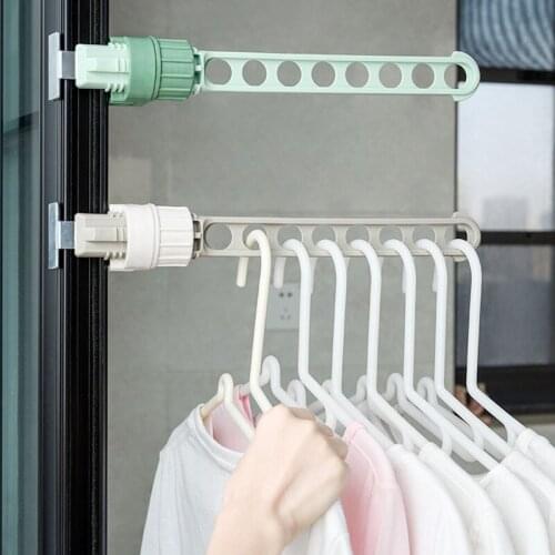 8 Hole Clothes Hanger Hanging Windows Stainless Steel Clothes Drying Rack Portable Travel Clothes Rail