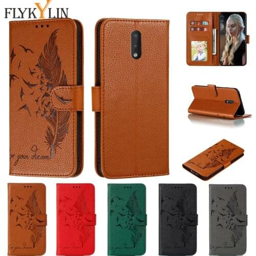 FLYKYLIN Leather Phone Case on For Funda NOKIA 7.2 6.2 5.3 2.3 1.3 C1 Wallet Slot Coque Phone 3D Bird Feather Flip Cases Cover
