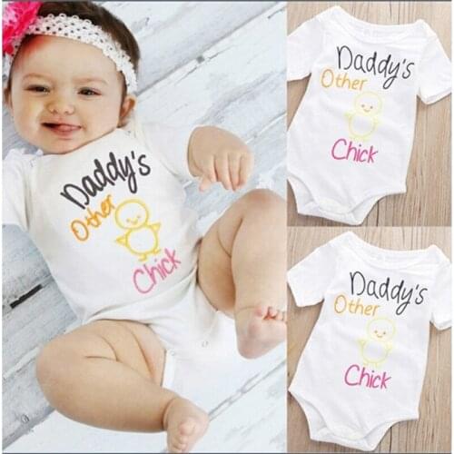Summer Funny Letter Print Daddys Other Chick Infant Short Sleeve Clothing Jumpsuit Baby Boy Girl Clothes Vetement Bebe Bodysuit