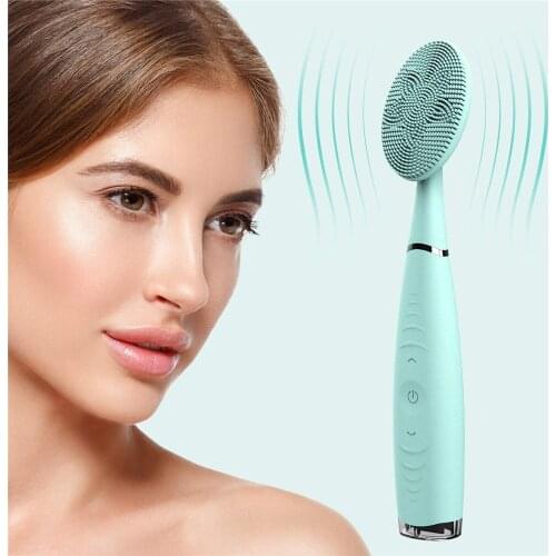 Mini Electric Facial Cleaning Brush Sonic Vibrator Waterproof Pore Cleaner Face Brush Washing Massage Silicone Beauty Skin Care