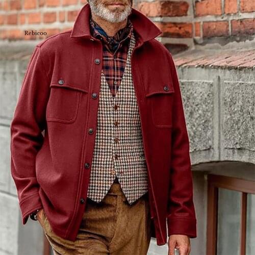 Europe and America Mens Solid Color Jacket Slim Single-Breasted Mens Jacket