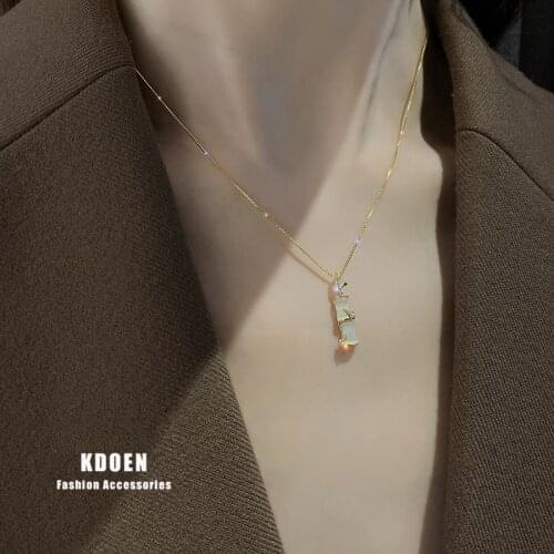 European and American style translucent cats eye bamboo shape pendant fashion collar chain sexy short necklace for women Choker