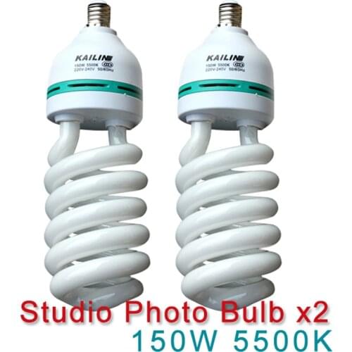 Photographic Lighting 2pcs 150W Bulbs E27 5500K CFL Photo Studio Video Bulb Daylight Balanced Energy Saving fluorescent Lamp