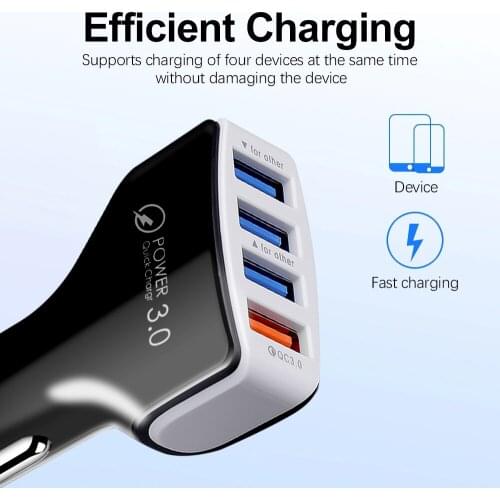 Kebidu Multifunction Car Charger QC 3.0 Car Charger 4 Ports Fast Car phone Charger Phone Car USB Charger for Phone Car-Charger